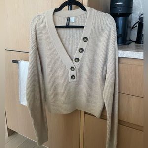 H&M Tan Sweater with button details - size small